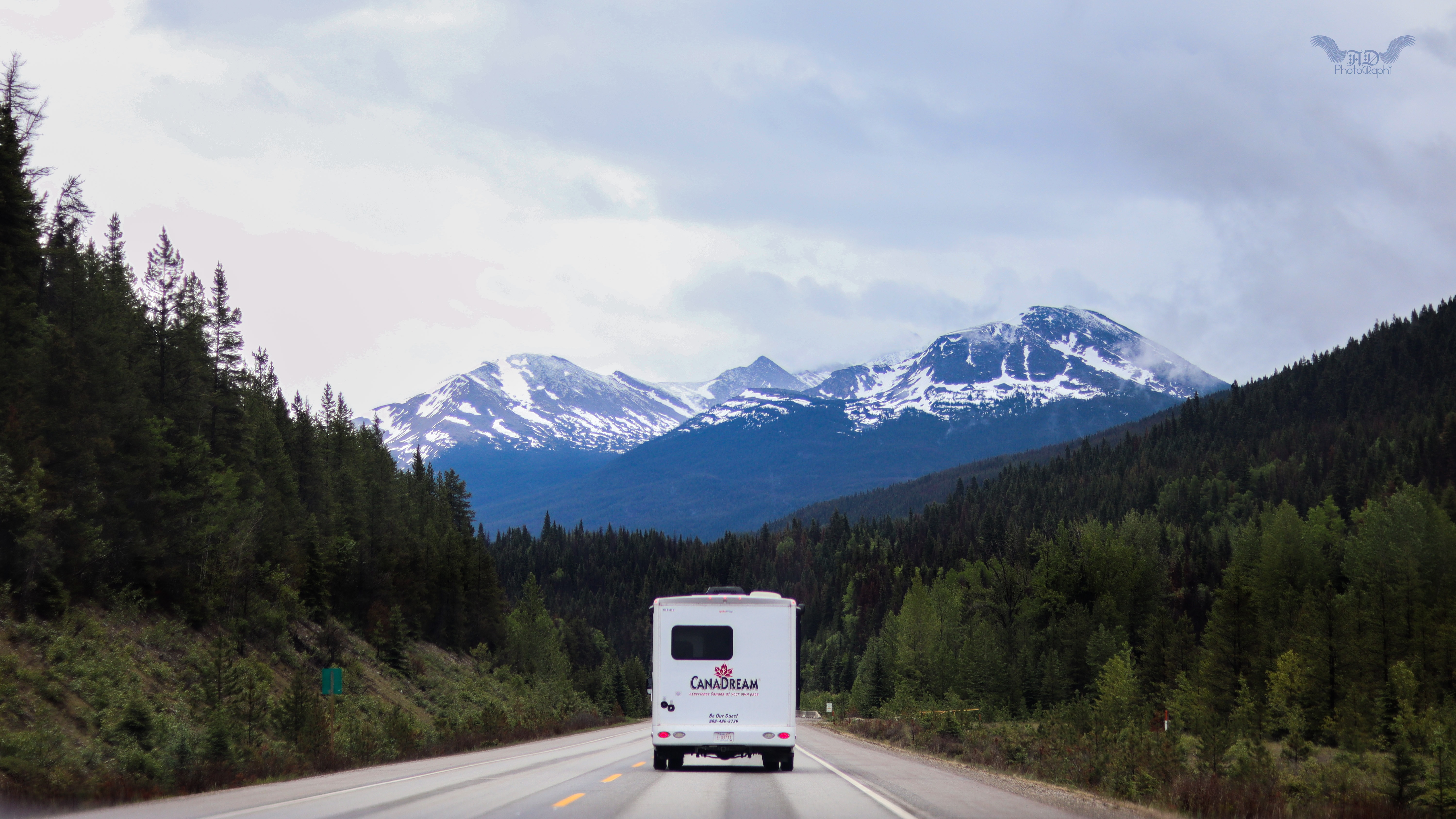 RV driving into the hills